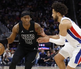 小波特缺阵杜伦21+10 篮网惨败活塞53分